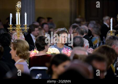 STOCKHOLM 2015-12-10 Prinzessin Madeleine während des Nobelbanketts im Rathaus von Stockholm, Schweden, 10. Dezember 2015. Foto Jonas EkstrÃƒÂ¶mer / TT / Kod 10030 Stockfoto