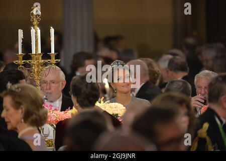 STOCKHOLM 2015-12-10 Prinzessin Madeleine während des Nobelbanketts im Rathaus von Stockholm, Schweden, 10. Dezember 2015. Foto Jonas Ekstromer / TT / Kod 10030 Stockfoto