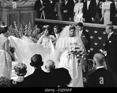 ARKIV 19610525 Prinzessin Birgitta und Prinz Johann Georg von Hohenzollern während ihrer Hochzeit im Königlichen Palast von Stockholm, Schweden Foto: Pressens Bild / SCANPIX / Kod: 190 Stockfoto