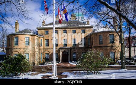 Das Government House of Nova Scotia ist die offizielle Residenz des Gouverneurs von Nova Scotia sowie des Gouverneurs in Halifax des kanadischen Monarchen Stockfoto