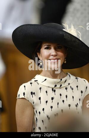 STOCKHOLM 2016-05-27 Kronprinzessin Maria von Dänemark während der Taufzeremonie von Prinz Oscar von Schweden in der Königlichen Kapelle in Stockholm, Schweden 27. Mai 2016. Prinz Oscar ist der Sohn von Kronprinzessin Victoria und Prinz Daniel und die Nummer drei in der schwedischen Königsnachfolge. Foto: Pontus Lundahl / TT / kod 10050 Stockfoto