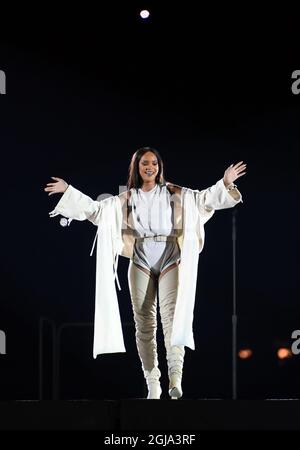 STOCKHOLM 2016-07-04 Rihanna tritt in der Tele2 Arena in Stockholm auf; Schweden 4. Juli 2016. Foto: Marcus Ericsson / TT / Kod 11470 Stockfoto