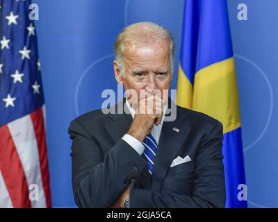 STOCKHOLM 20160825 der US-Vizepräsident Joe Biden wird während seines Besuchs in Stockholm, Schweden, am 25. August 2016 gesehen. Foto: Anders Wiklund / TT kod 10040 Stockfoto