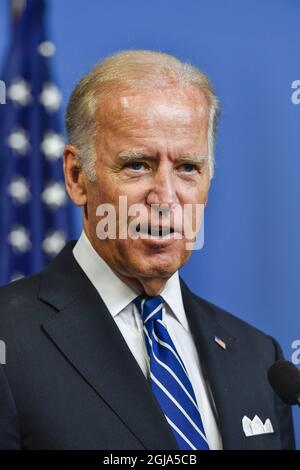 STOCKHOLM 20160825 der US-Vizepräsident Joe Biden wird während seines Besuchs in Stockholm, Schweden, am 25. August 2016 gesehen. Foto: Anders Wiklund / TT kod 10040 Stockfoto