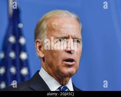 STOCKHOLM 20160825 der US-Vizepräsident Joe Biden wird während seines Besuchs in Stockholm, Schweden, am 25. August 2016 gesehen. Foto: Anders Wiklund / TT kod 10040 Stockfoto