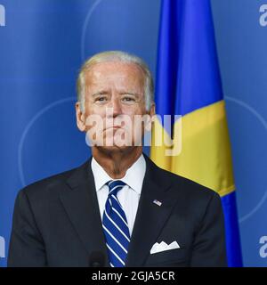 STOCKHOLM 20160825 der US-Vizepräsident Joe Biden wird während seines Besuchs in Stockholm, Schweden, am 25. August 2016 gesehen. Foto: Anders Wiklund / TT kod 10040 Stockfoto