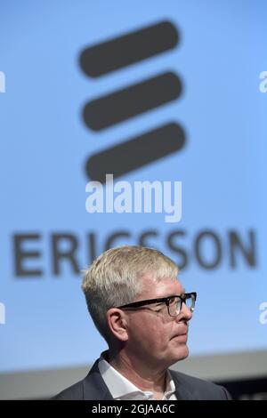 KISTA 2016-10-26 Borje Ekholm, wird während einer Pressekonferenz im Hauptsitz des Telekommunikationsgiganten EricssonÃ‚Â´s in Kista, Stockholm, Schweden, am 26. Oktober 2016 gesehen. Borje Ekholm wird ab Januar 2017 neuer CEO. Foto: Janerik Henriksson / TT kod 10010 Stockfoto