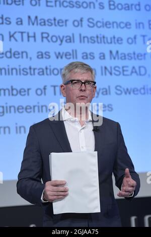 KISTA 2016-10-26 Borje Ekholm, wird während einer Pressekonferenz im Hauptsitz des Telekommunikationsgiganten EricssonÃ‚Â´s in Kista, Stockholm, Schweden, am 26. Oktober 2016 gesehen. Borje Ekholm wird ab Januar 2017 neuer CEO. Foto: Janerik Henriksson / TT kod 10010 Stockfoto