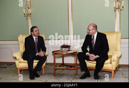 Schwedens Premierminister Stefan Lofven empfängt den tschechischen Premierminister Bohuslav Sobotka am 3. November 2016 am Regierungshauptsitz Rosenbad in Stockholm, Schweden. Foto: Stina Stjernkvist/TT/11610 Stockfoto