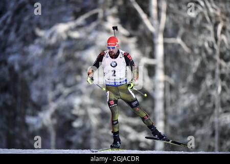 Arnd Peiffer aus Deutschland in Aktion beim 10-km-Sprint der Männer während des Biathlon-Weltcups in Ostersund, Nordschweden, am 03. Dezember 2016. Foto: Anders Wiklund / TT / Code 10040 Stockfoto