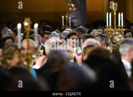 STOCKHOLM 2016-12-10 Kronprinzessin Victoria während des Nobelbanketts im Rathaus von Stockholm Schweden, 10. Dezember 2016. Foto: Henrik Montgomery / TT kod 10060 Stockfoto