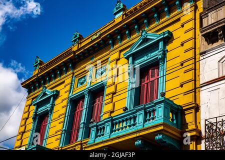 Argentinien, Buenos Aires, La Boca. Spanische Architektur. Stockfoto