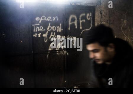 BELGRAD 2017-01-11 Flüchtlinge aus hauptsächlich Afghanistan und Pakistan in einem Flüchtlingslager in Belgrad, Serbien, 11. Januar 2017 Foto: Lars Pehrson / SVD / TT / Kod: 30152 ** OUT SWEDEN Stockfoto