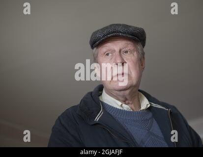 TROLLHATTAN 2015-04-21 der schwedische Schauspieler Rolf Lassgard fotografierte die Rolle als 'Ove' im Film 'Ein Mann namens Ove'. Der Film wurde für einen Oscar nominiert Foto: Bjorn Larsson Rosvall / TT / Kod 9200 Stockfoto