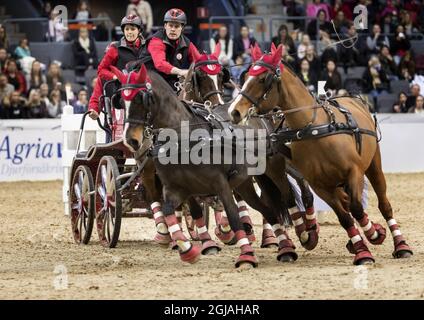 Jerome Voutaz aus der Schweiz während des FEI World Cup Driving Events während der Göteborg Horse Show in der Scandinavium Arena in Göteborg, Schweden, am 25. Februar 2017. Foto: Thomas Johansson / TT / Code 9200 Stockfoto