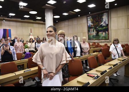 STOCKHOLM 20170519 Kronprinzessin Victoria nimmt am 75. Jahrestag der Behindertenvereinigung in der Stockholmer Bezirkshalle Teil. Foto: Noella Johansson / TT kod 11640 Stockfoto