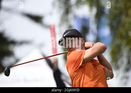 BARSEBACK 20170603 der dänische Thorbjorn Olesen schlägt am dritten Tag der Nordea Masters im Barseback Golf Club am Samstag, den 3. Juni 2017 auf Loch 1 ab Foto: Emil Langvad / TT kod 9290 Stockfoto