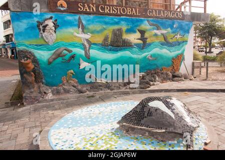 Ecuador, Galapagos-Inseln. San Cristobal Marina Wandbild und Skulptur Stockfoto