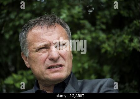 Filebild vom 13. Juni 2014 des schwedischen Schauspielers Michael Nyqvist in Stockholm. Nyqvist starb am Dienstag, den 27. Juni 2017, teilte seine Familie der TT-Nachrichtenagentur mit. Er wurde international am meisten für seine Rolle in der gefeierten Millennium-Serie als Mikael Blomkvist anerkannt. Foto: Pontus Lundahl / TT / Code 10050 Stockfoto