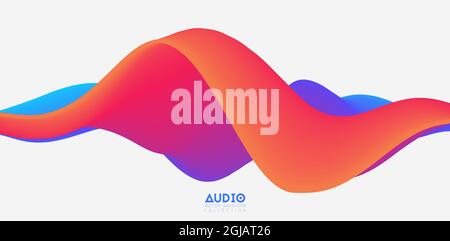 Visualisierung von Schallwellen. Farbige 3D-Signalform. Muster für Sprachmuster. Stock Vektor