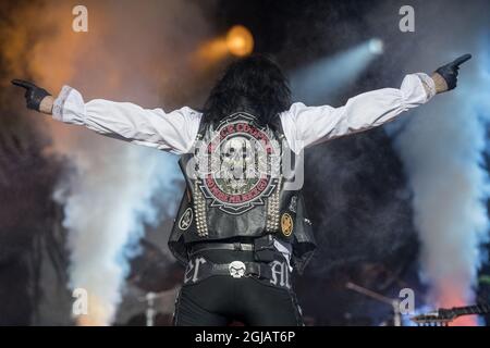 STOCKHOLM 20170727 die amerikanische Rockkünstlerin Alice Cooper tritt am 27. Juli 2017 im Grona Lund amusument Park in Stockholm, Schweden, auf. Foto: Vilhelm Stokstad / TT / Code 11370 Stockfoto