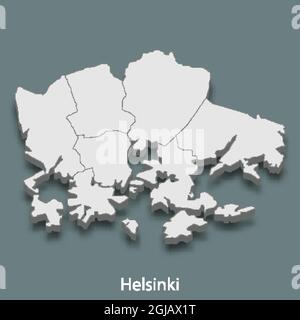 isometrische 3D-Karte von Helsinki ist eine Stadt von Finnland, Vektordarstellung Stock Vektor