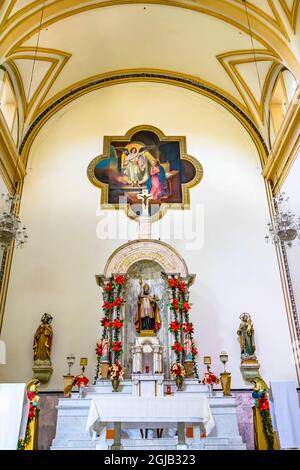 Basilica Altar Templo de San Agustin Kirche Puebla, Mexiko. Jesuitenkirche erbaut 1555 bis 1612 Stockfoto