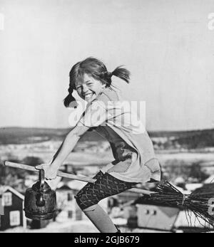 1969-03-25 Schauspielerin inger Nilsson als Pippi Langstrumpf Foto Bo Aje Mellin / SVT Code 5600 Stockfoto