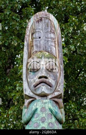 Tlingit Totem Pole, Wrangell, Alaska, USA Stockfoto