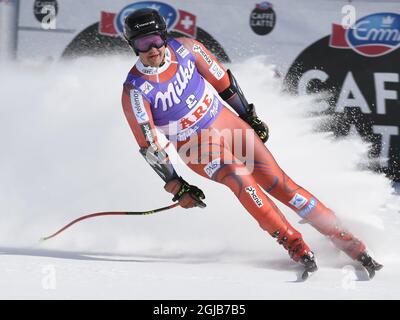 Christof Innerhofer aus Italien reagiert nach dem Super G-Finalrennen der Männer beim FIS Alpinen Ski-Weltcup in Are, Schweden, am 15. März 2018. Pto: Anders Wiklund / TT 10040 Stockfoto