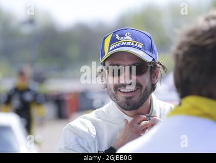 RING KNUTSTORP 2018-05-05 Prinz Carl Philip in seinem Lotus Evora GT4 während des schwedischen GT-Autorennens in Ring Knutstorp Schweden am Samstag, den 6. Mai 2018. Foto: Andreas Hillergren / TT / kod 10600 Stockfoto