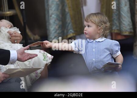 STOCKHOLM 20180608 Prinz Alexander in der Schlosskirche Drottningholm, Schweden am Freitag während der Taufe von Prinzessin Madeleine und Chris O’Neill’s Tochter Prinzessin Adrienne Foto: Janerik Henriksson / TT kod 10030 Stockfoto