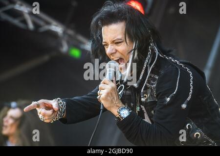 SOLVESBORG 20180608 die amerikanische Band Madam X tritt am 08. Juni 2018 während des Sweden Rock Festivals in Norje, außerhalb von Solvesborg in Südschweden, auf. Foto: Claudio Bresciani / TT / Code 10090 Stockfoto