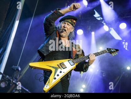 SOLVESBORG 20180608 die schwedische Heavy Metal-Band Heavy Load tritt am 08. Juni 2018 beim Sweden Rock Festival in Norje, außerhalb von Solvesborg, in Südschweden, auf. Foto: Claudio Bresciani / TT / Code 10090 Stockfoto