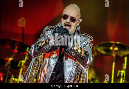 SOLVESBORG 20180609 die britische Heavy Metal Band Judas Priest tritt am 09. Juni 2018 beim Sweden Rock Festival in Norje, außerhalb von Solvesborg in Südschweden, auf. Foto: Claudio Bresciani / TT / Code 10090 Stockfoto