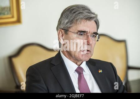 STOCKHOLM 2018-04-19 Joe Kaeser, CEO der Siemens AG, Berlin & München, Foto: Tomas Oneborg / SVD / TT / Kod: 30142 Stockfoto