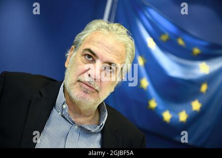 STOCKHOLM 20180806 Christos Stylianides, EU-Kommissar für humanitäre Hilfe und Krisenmanagement Foto: Hossein Salmanzadeh / TT kod 11860 Stockfoto