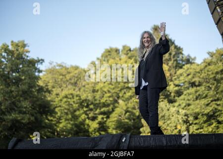 GÖTEBORG 2018-08-09 Patti Smith tritt auf dem Musikfestival Way Out West in Göteborg, Schweden, am 9. August 2018 auf. Foto Bjorn Larsson Rosvall / TT / Kod 9200 Stockfoto