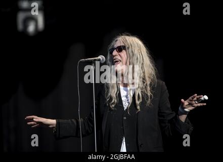 GÖTEBORG 2018-08-09 Patti Smith tritt auf dem Musikfestival Way Out West in Göteborg, Schweden, am 9. August 2018 auf. Foto Bjorn Larsson Rosvall / TT / Kod 9200 Stockfoto