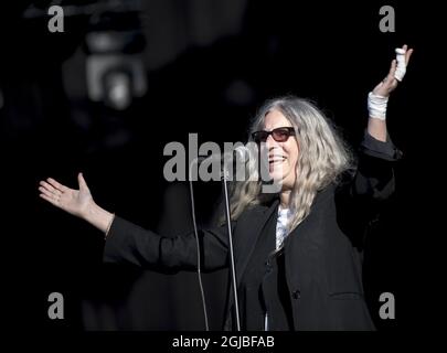 GÖTEBORG 2018-08-09 Patti Smith tritt auf dem Musikfestival Way Out West in Göteborg, Schweden, am 9. August 2018 auf. Foto Bjorn Larsson Rosvall / TT / Kod 9200 Stockfoto