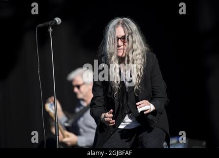 GÖTEBORG 2018-08-09 Patti Smith tritt auf dem Musikfestival Way Out West in Göteborg, Schweden, am 9. August 2018 auf. Foto Bjorn Larsson Rosvall / TT / Kod 9200 Stockfoto