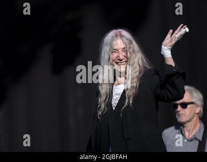 GÖTEBORG 2018-08-09 Patti Smith tritt auf dem Musikfestival Way Out West in Göteborg, Schweden, am 9. August 2018 auf. Foto Bjorn Larsson Rosvall / TT / Kod 9200 Stockfoto