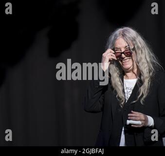 GÖTEBORG 2018-08-09 Patti Smith tritt auf dem Musikfestival Way Out West in Göteborg, Schweden, am 9. August 2018 auf. Foto Bjorn Larsson Rosvall / TT / Kod 9200 Stockfoto