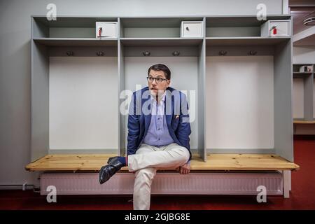 STOCKHOLM 2018-08-18 Jimmie Akesson, Vorsitzender der Schwedischen Demokraten bei einem Interview vor den Parlamentswahlen am 9. September 2018. Foto: Anna-Karin Nilsson / EXP / TT / kod 7141 ** AUS SCHWEDEN HERAUS ** Stockfoto