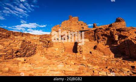 Morgenlicht auf den Wupatki Ruinen, Wupatki National Monument, Arizona. (Nur Für Redaktionelle Zwecke) Stockfoto