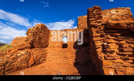 Morgenlicht auf den Wupatki Ruinen, Wupatki National Monument, Arizona. (Nur Für Redaktionelle Zwecke) Stockfoto