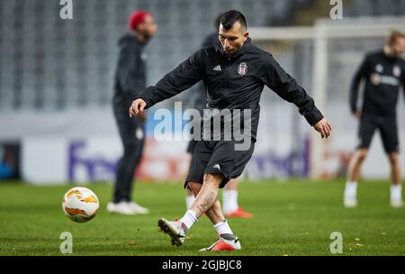 Besiktas Pepe nimmt an einer Trainingseinheit im Malmo Stadion, Malmö, Schweden, Teil, 03. Oktober 2018. Besiktas wird am 04. Oktober in Malmö beim Spiel der UEFA Europa League Malmo FF spielen. Foto: Andreas Hillergren / TT / kod 10600 Stockfoto