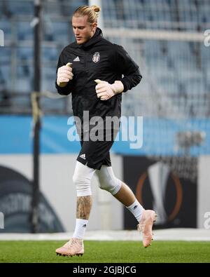 Besiktas-Torwart Loris Karius nimmt am 03. Oktober 2018 an einer Trainingseinheit im Malmo Stadion, Malmö, Schweden, Teil. Besiktas wird am 04. Oktober in Malmö beim Spiel der UEFA Europa League Malmo FF spielen. Foto: Andreas Hillergren / TT / kod 10600 Stockfoto