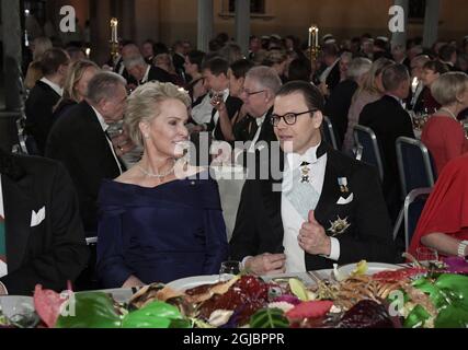 STOCKHOLM 20181210 Frances H. Arnold , Nobelpreisträgerin für Chemie und Prinz Daniel während des Nobeldinners im Rathaus von Stockholm, Schweden, 10. Dezember 2018 . Foto: Janerik Henriksson / TT / kod 10010 Stockfoto