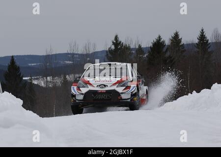 Mads Ostberg und Torstein Eriksen aus Norwegen im Rahmen des 2. Tages der zweiten Runde der FIA-Rallye-Weltmeisterschaft, Rallye Schweden 2019, in Schweden, 15. Februar 2019, im Rahmen des C5. Foto: Micke Fransson/TT/Kod 61460 Stockfoto